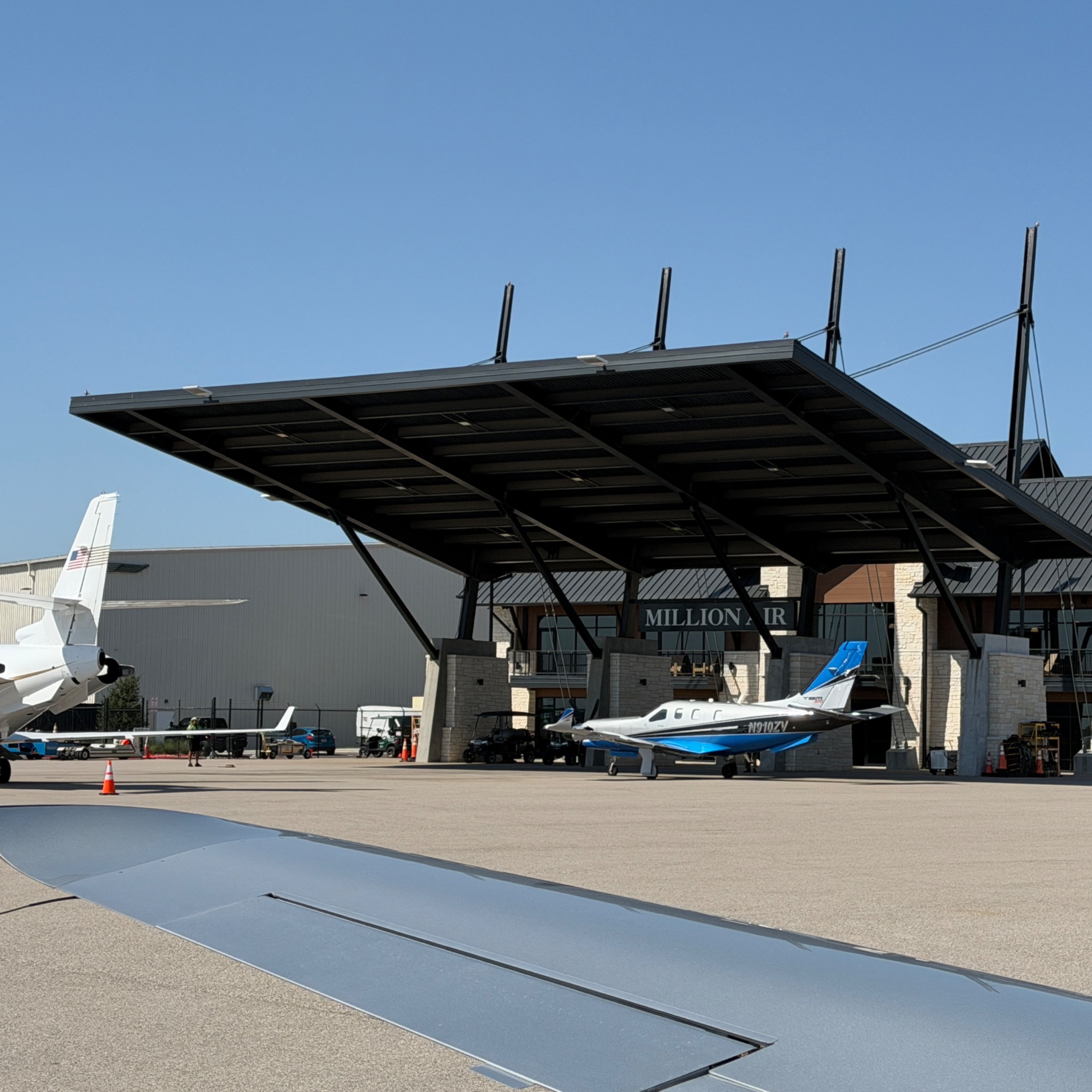 Business aviation ramp at Million Air with aircraft parked outside the FBO